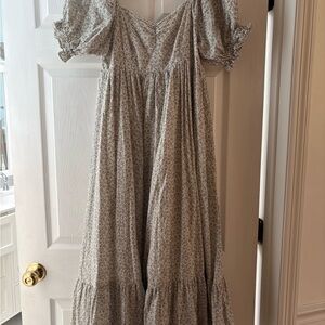 Rylee + Cru Cream Floral Puff-Sleeve Maxi Dress